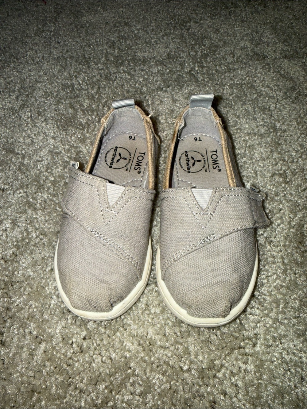 TOMS Kids Light Beige Canvas Slip-On Sneakers